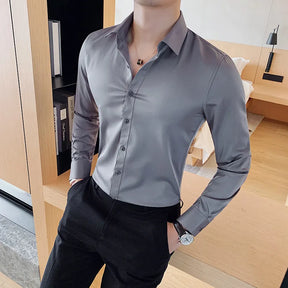 Camisa Social Masculina Slim.  Manga Longa