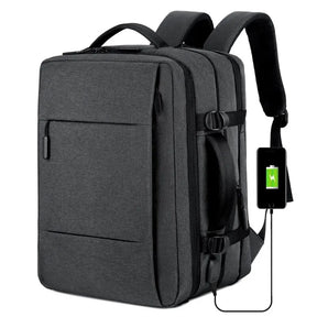 Mochila de Viagem Masculina Expansível USB à prova d água