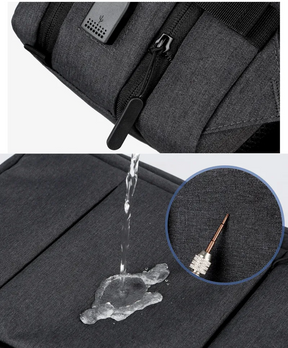 Mochila de Viagem Masculina Expansível USB à prova d água