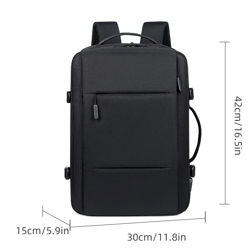 Mochila de Viagem Masculina Expansível USB à prova d água