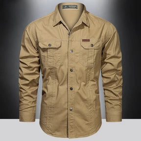 Camisa Estilo Militar de Algodão para Homens