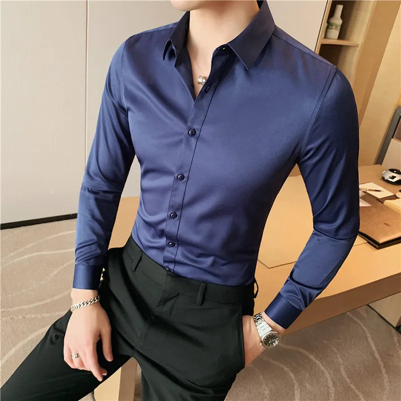 Camisa Social Masculina Slim.  Manga Longa