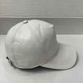 Boné Branco de Couro para Homens de Beisebol Casual