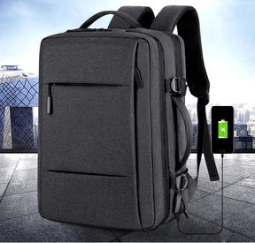 Mochila de Viagem Masculina Expansível USB à prova d água